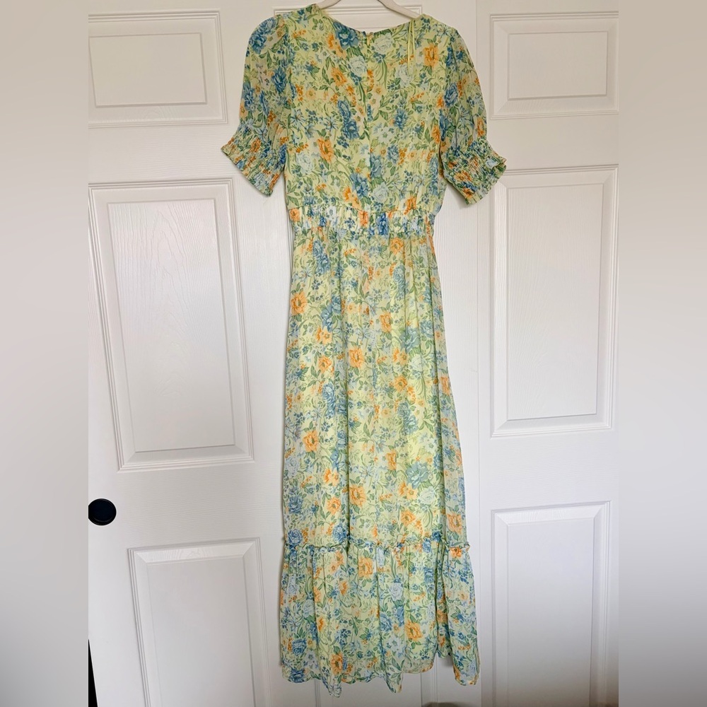 Lost + Wander Women's Floral Maxi Dress - Green, blue & golden yellow - Picture 4 of 7